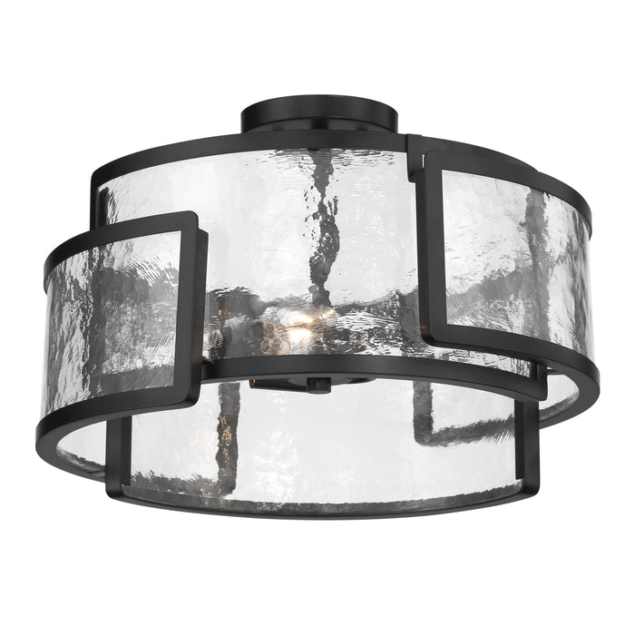 Bella Collina 3 Light Semi Flush in Coal Black with Clear Rock-Pressed Glass - Minka-Lavery
