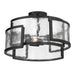 Bella Collina 3 Light Semi Flush in Coal Black with Clear Rock-Pressed Glass - Minka-Lavery