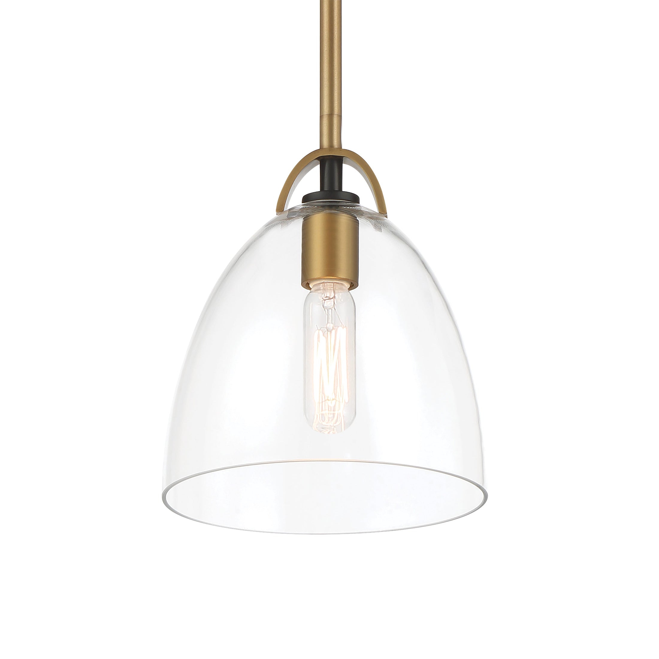 Sommersby 1-Light Pendant - Legacy Brass and Matte Black with Clear Glass - Minka-Lavery