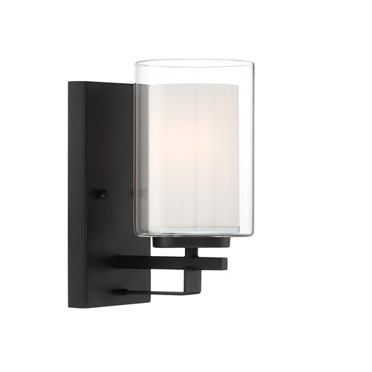 Parsons Studio 1 Light Bath in Sand Coal Finish with Clear and Etched White Glass - Minka-Lavery