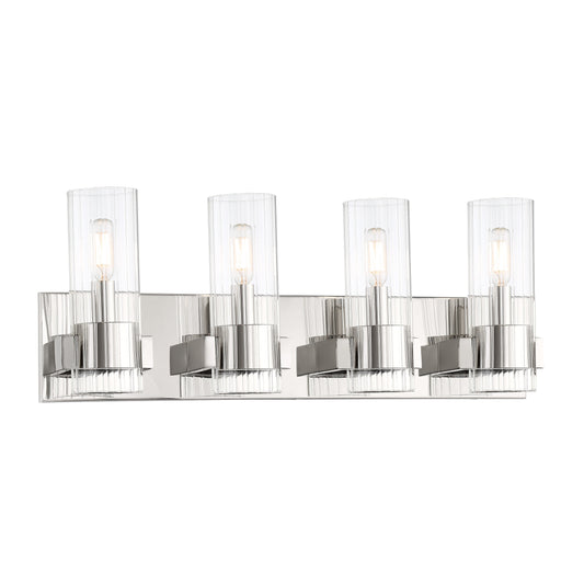 Vernon Place 4 Light Bath in Chrome with Clear Ribbed Glass - Minka-Lavery
