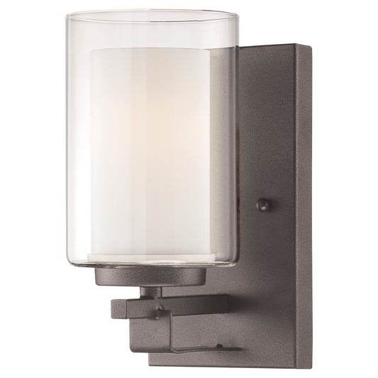 Parsons Studio 1 Light Bath in Smoked Iron Finish with Clear and Etched White Glass - Minka-Lavery