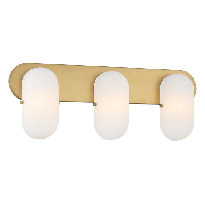 Heathcote 3-Light Vanity - Legacy Brass with Etched Alabaster Glass - Minka-Lavery