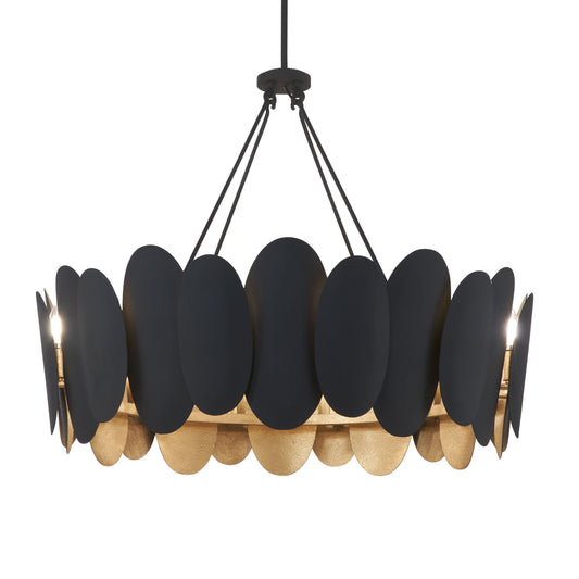 Vailen 12-Light Pendant - Dark Matte Black and Textured Gold - Minka-Lavery