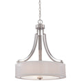 Load image into Gallery viewer, Parsons Studio 3 Light Pendant in Brushed Nickel Finish with Translucent Silver Linen with Off-White Linen Inner Shade Etched White  Diffuser - Minka-Lavery
