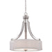 Parsons Studio 3 Light Pendant in Brushed Nickel Finish with Translucent Silver Linen with Off-White Linen Inner Shade Etched White  Diffuser - Minka-Lavery