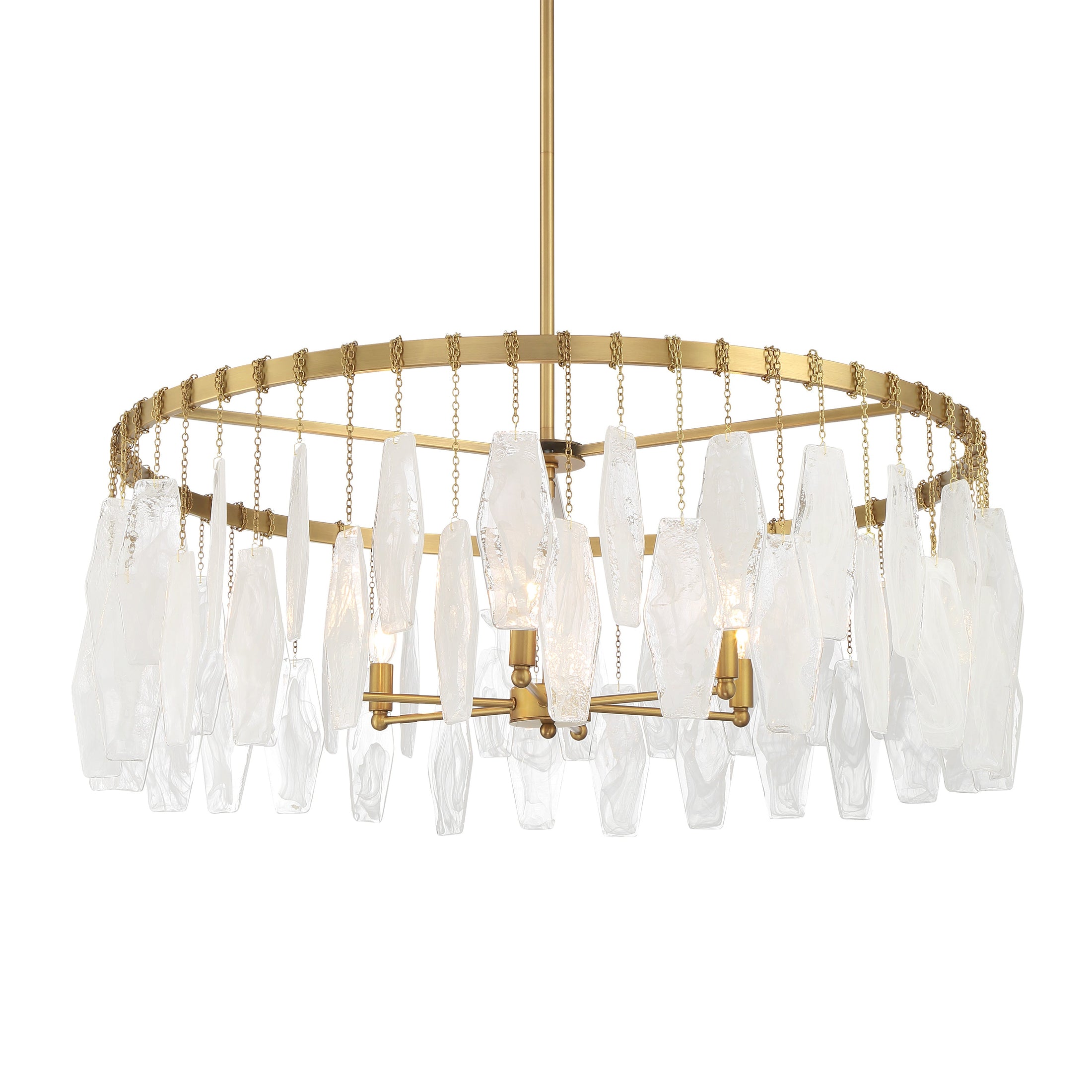 Willow 6-Light Pendant - Legacy Brass with White Swirl Glass - Minka-Lavery