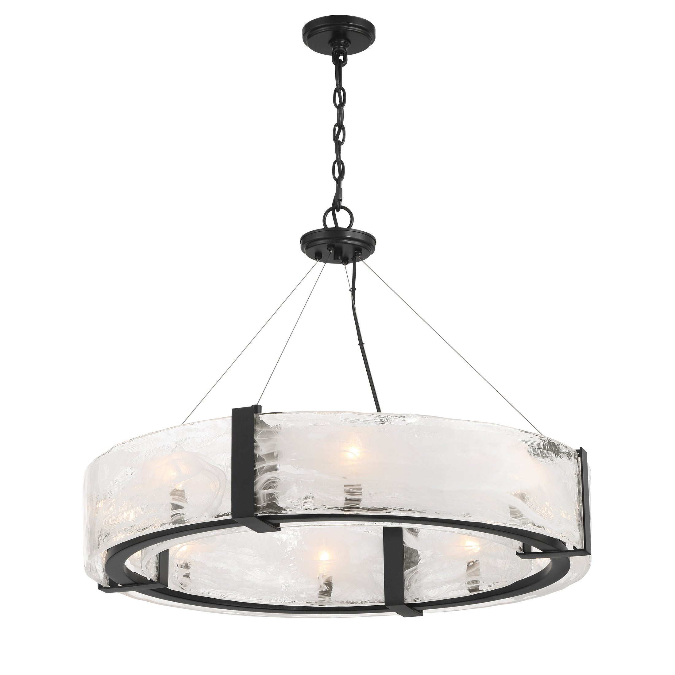 Cloud Break 8 Light Pendant in Coal Black Finish with Cloud Glass and Glass Diffuse Bulbs - Minka-Lavery