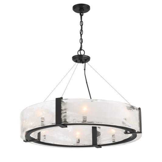 Cloud Break 8 Light Pendant in Coal Black Finish with Cloud Glass and Glass Diffuse Bulbs - Minka-Lavery