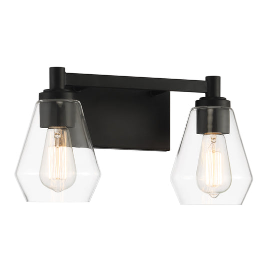 Clarity 2 Light Bath Vanity in Coal Black with Reversible Clear Glass - Minka-Lavery