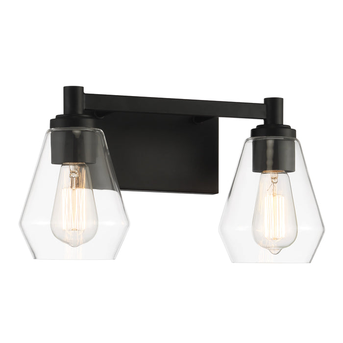 Clarity 2 Light Bath Vanity in Coal Black with Reversible Clear Glass - Minka-Lavery