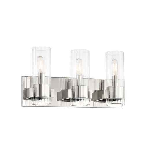 Vernon Place 3 Light Bath in Chrome with Clear Ribbed Glass - Minka-Lavery