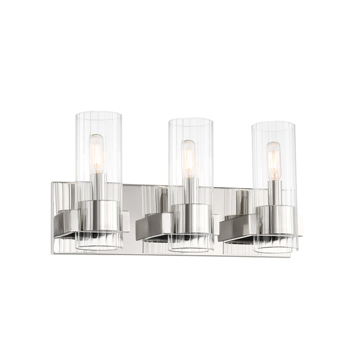 Vernon Place 3 Light Bath in Chrome with Clear Ribbed Glass - Minka-Lavery