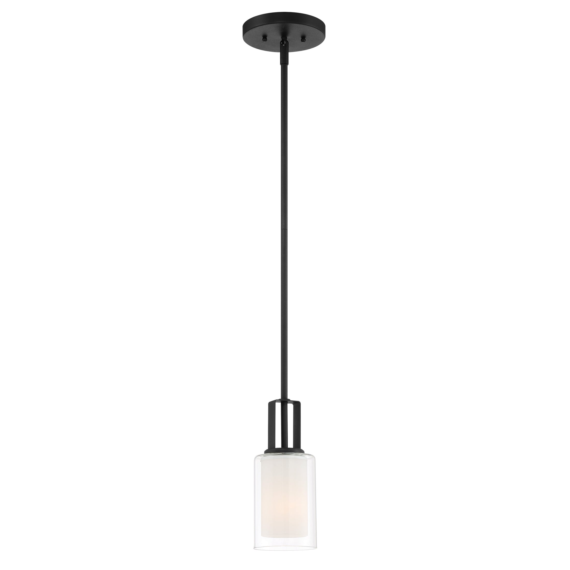 Parsons Studio 1 Light Mini Pendant in Sand Coal Finish with Clear and Etched White Glass - Minka-Lavery