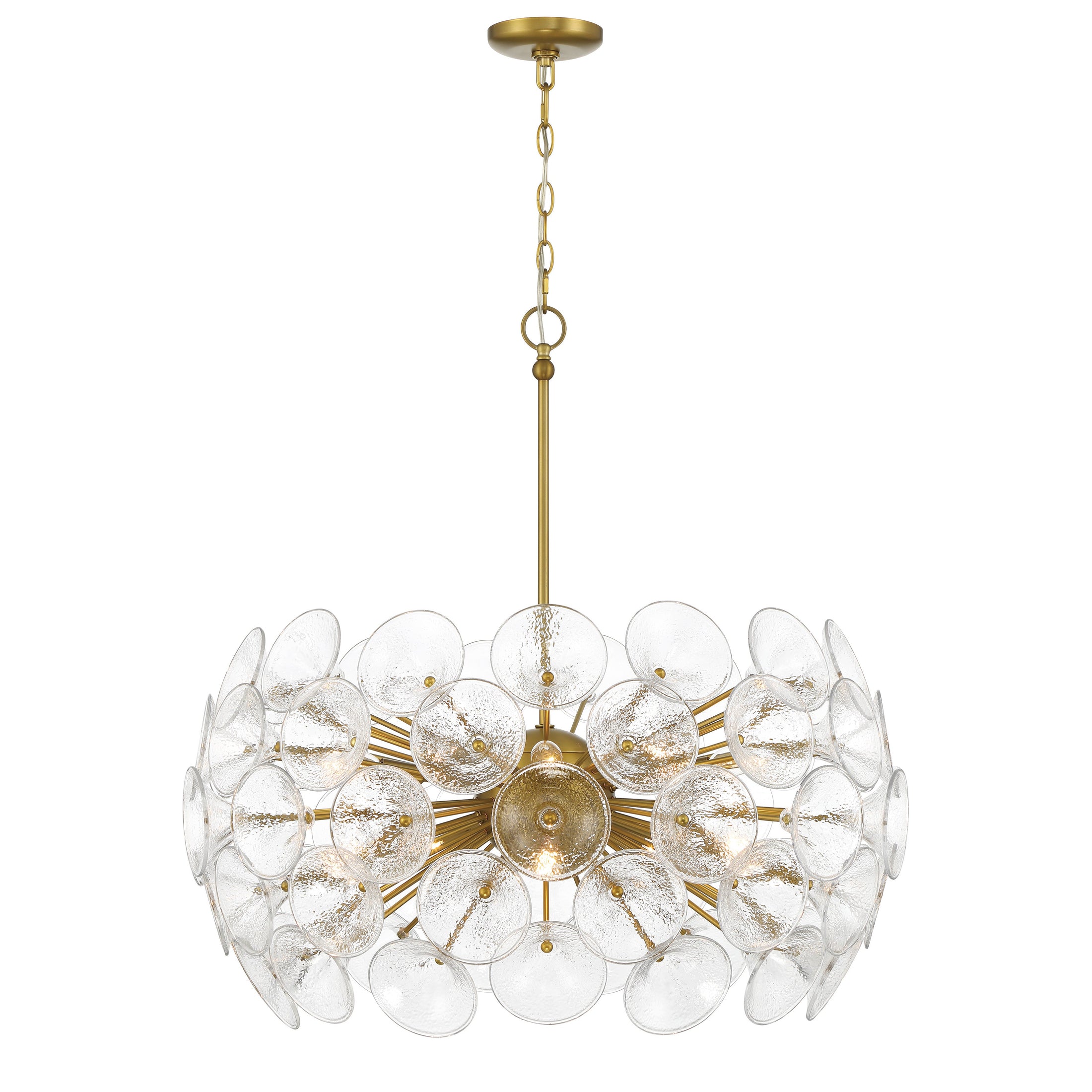 Winter 10 Light Chandelier in Soft Brass Finish with Textured Clear Fluted Glass - Minka-Lavery