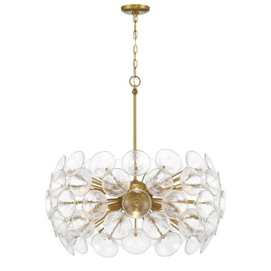Winter 10 Light Chandelier in Soft Brass Finish with Textured Clear Fluted Glass - Minka-Lavery