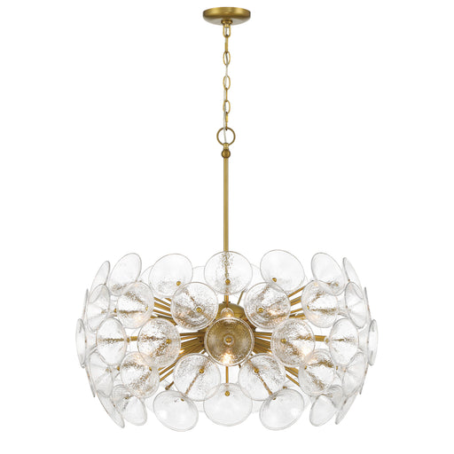 Winter 10 Light Chandelier in Soft Brass Finish with Textured Clear Fluted Glass - Minka-Lavery