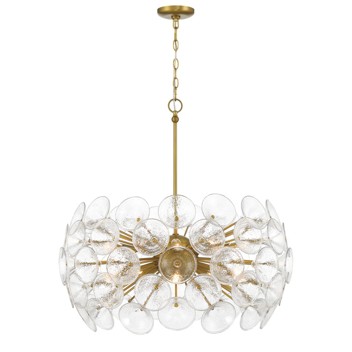 Winter 10 Light Chandelier in Soft Brass Finish with Textured Clear Fluted Glass - Minka-Lavery