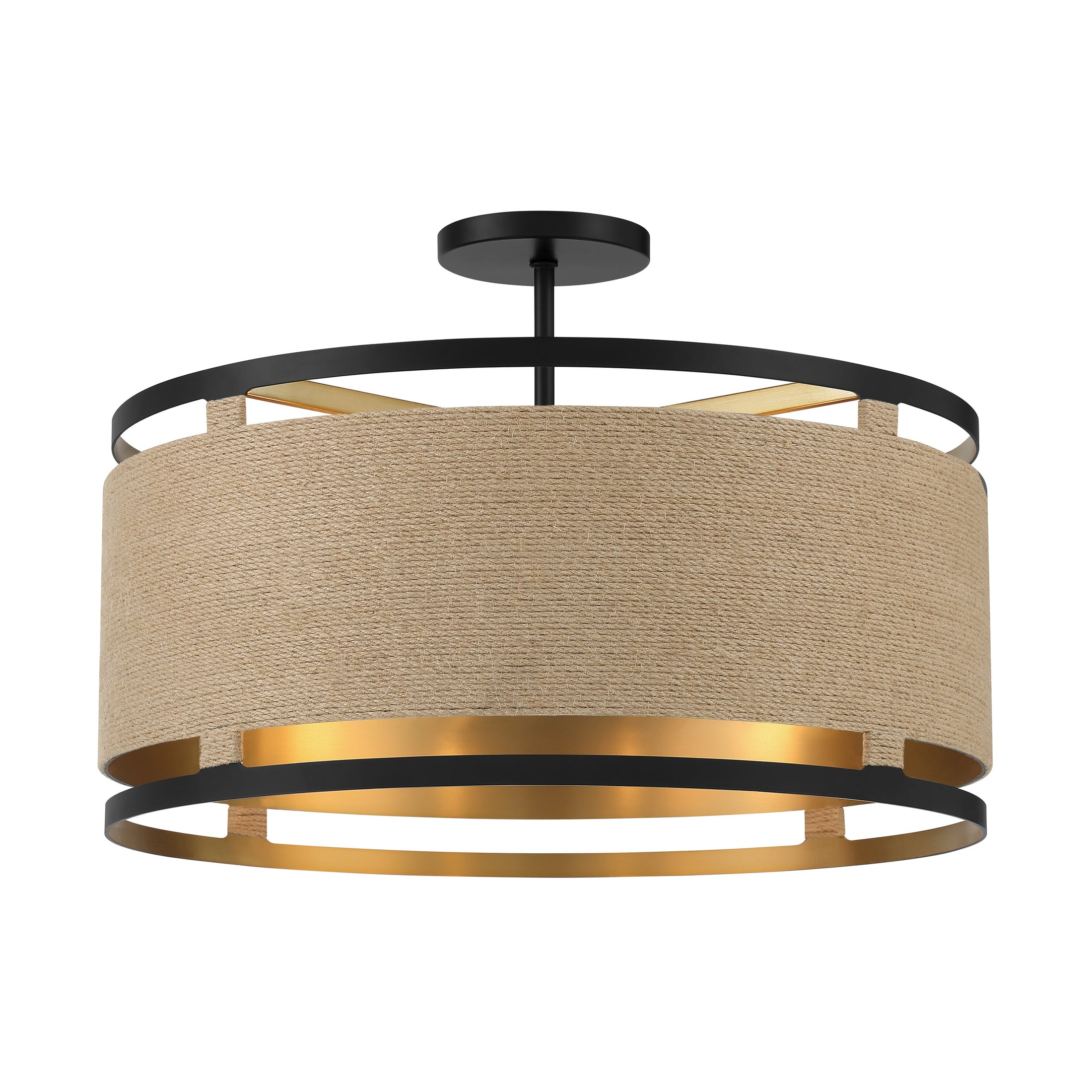 Windward Passage 4 Light Semi Flush in Coal Finish with Natural Rope - Minka-Lavery