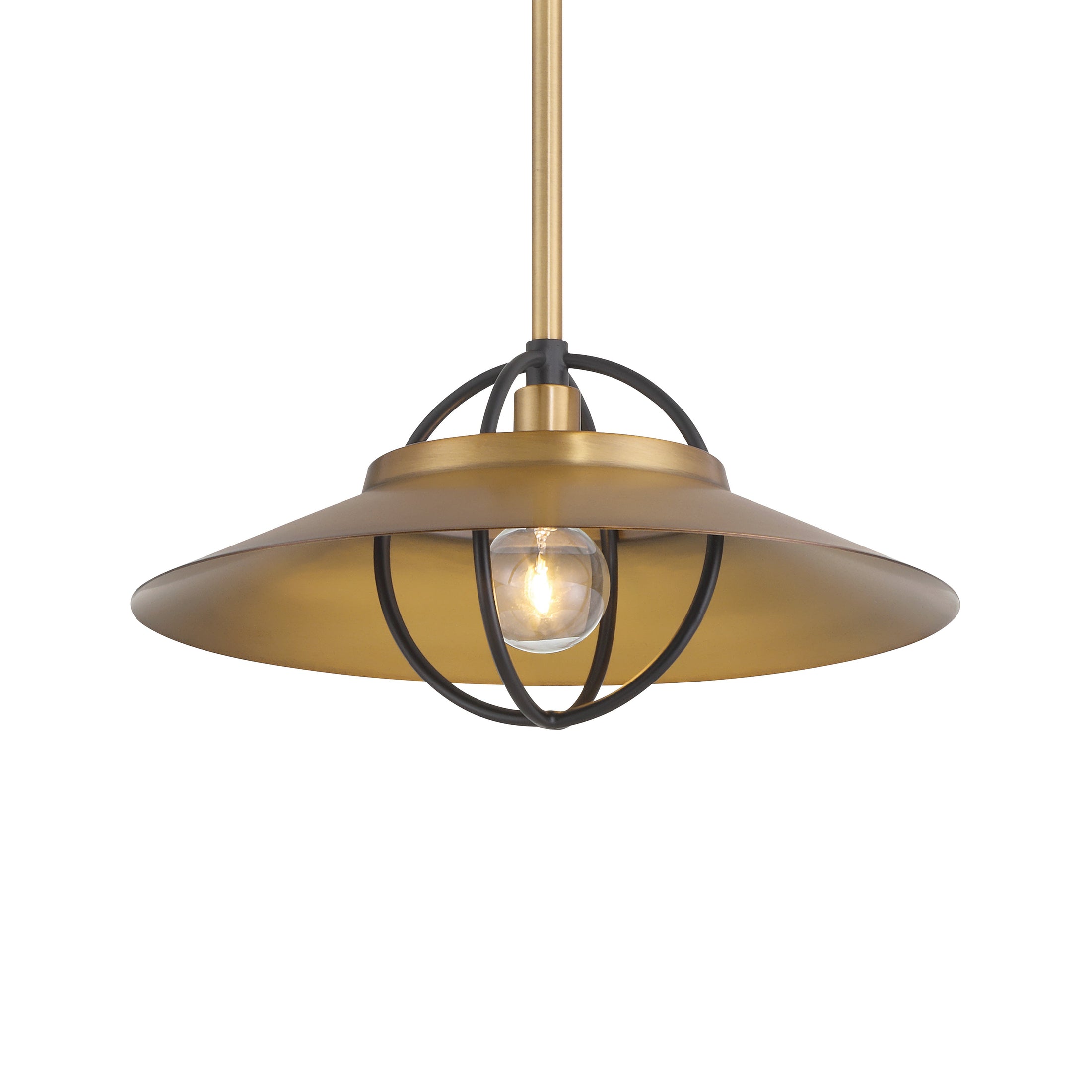 Newburie 1-Light Pendant - Legacy Brass and Matte Black - Minka-Lavery