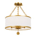 Crystorama Broche Three Light Semi Flush Mount