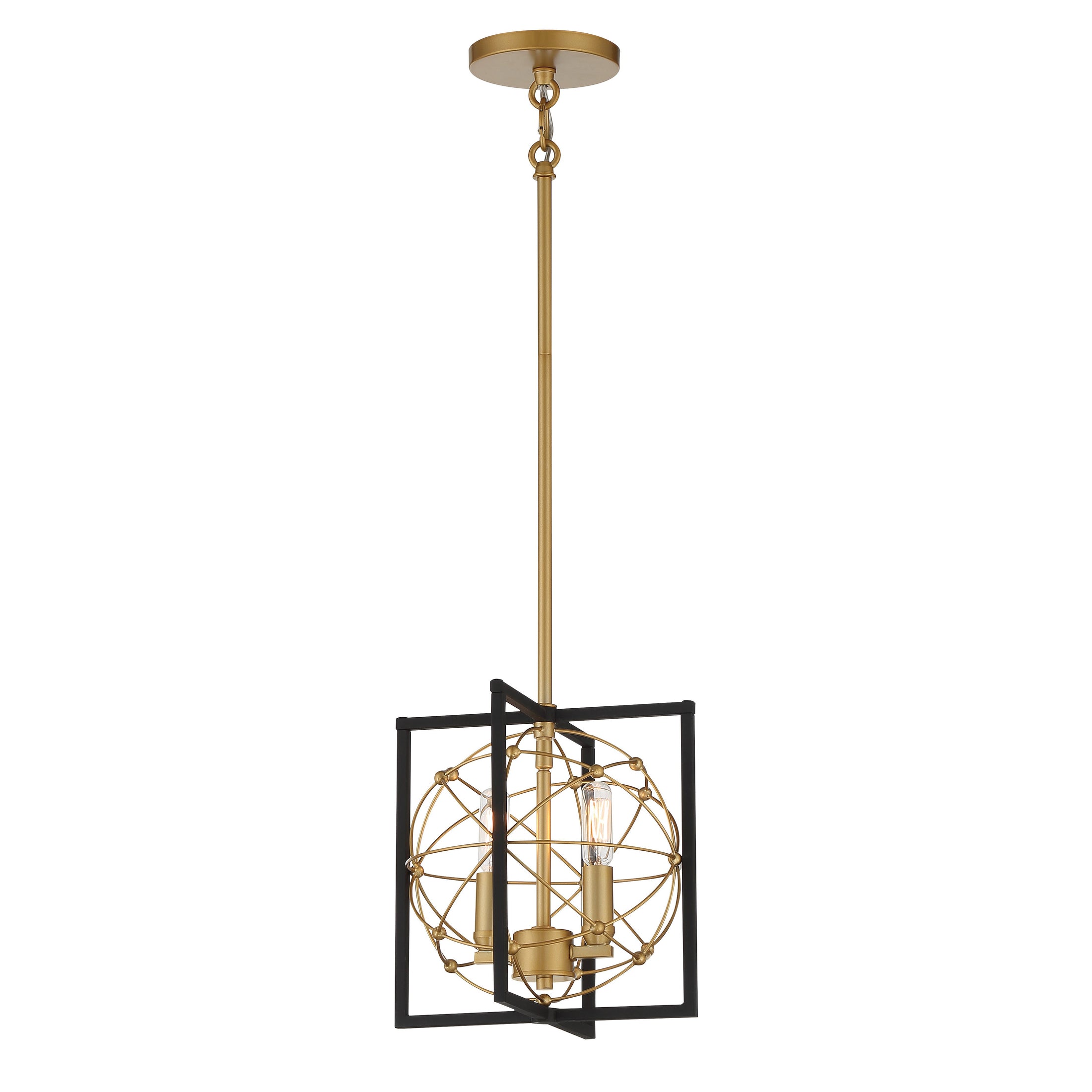 Titans Trace 2 Light Mini Pendant in Sand Coal and Painted Honey Gold Finish - Minka-Lavery