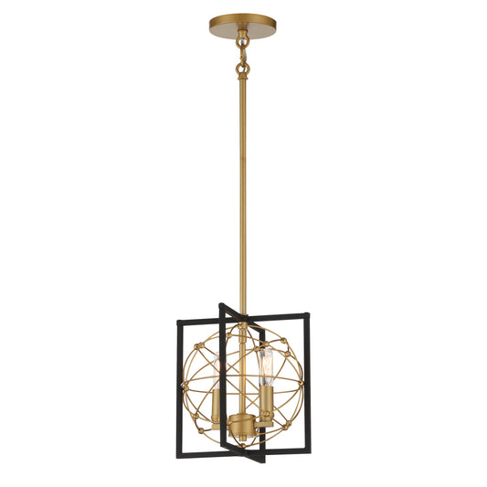 Titans Trace 2 Light Mini Pendant in Sand Coal and Painted Honey Gold Finish - Minka-Lavery