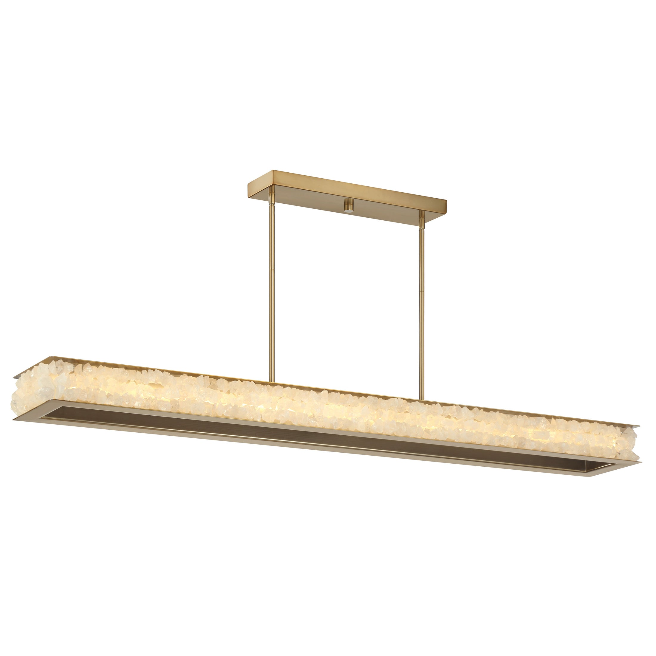 Divinely LED Island Light in Celeste Brass finish with Quartz Crystalline - Minka-Lavery
