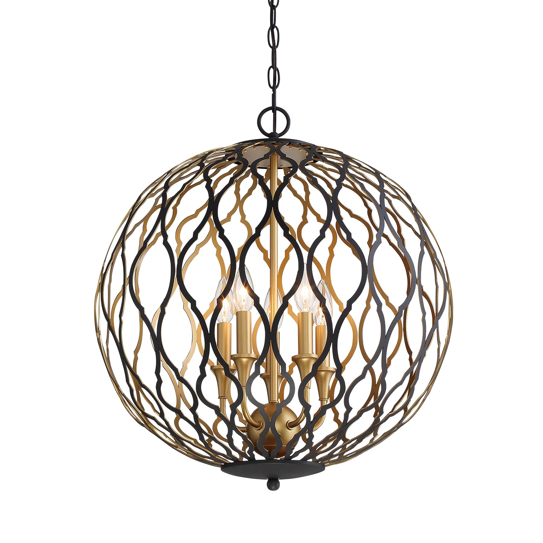 Gilded Glam 5 Light Pendant in Sand Coal with Painted and Plated Honey Gold - Minka-Lavery