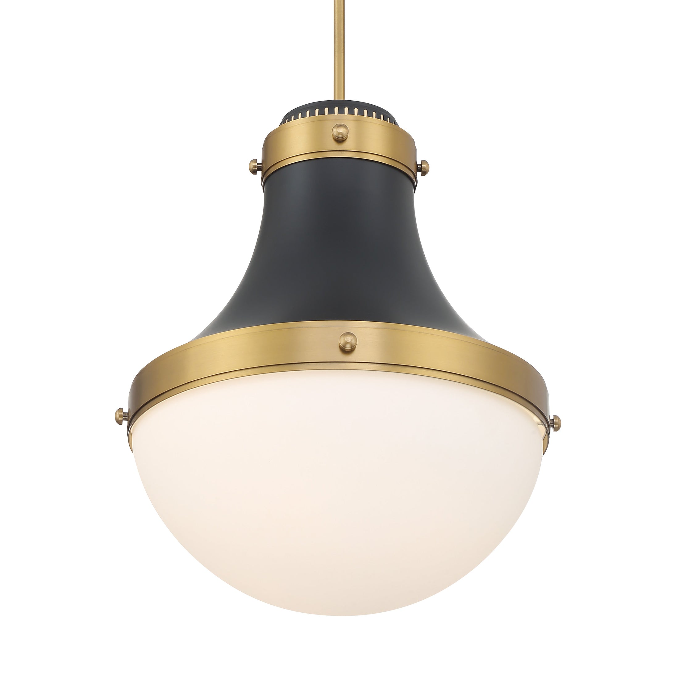 Purelight 1-Light Pendant - Dark Matte Black and Legacy Brass with Etched Opal Glass - Minka-Lavery