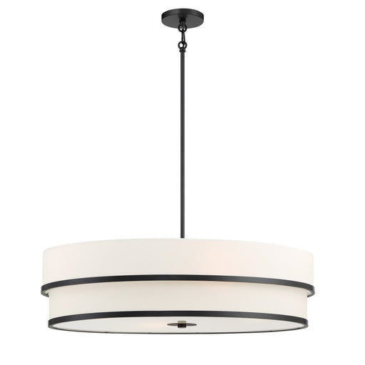 Cascade 4 Light Pendant in Coal Finish with White Linen Shade - Minka-Lavery