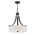 Load image into Gallery viewer, Parsons Studio 3 Light Pendant in Sand Coal Finish with Translucent Silver Linen with Off-White Linen Inner Shade Etched White Diffuser - Minka-Lavery

