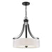 Parsons Studio 3 Light Pendant in Sand Coal Finish with Translucent Silver Linen with Off-White Linen Inner Shade Etched White Diffuser - Minka-Lavery