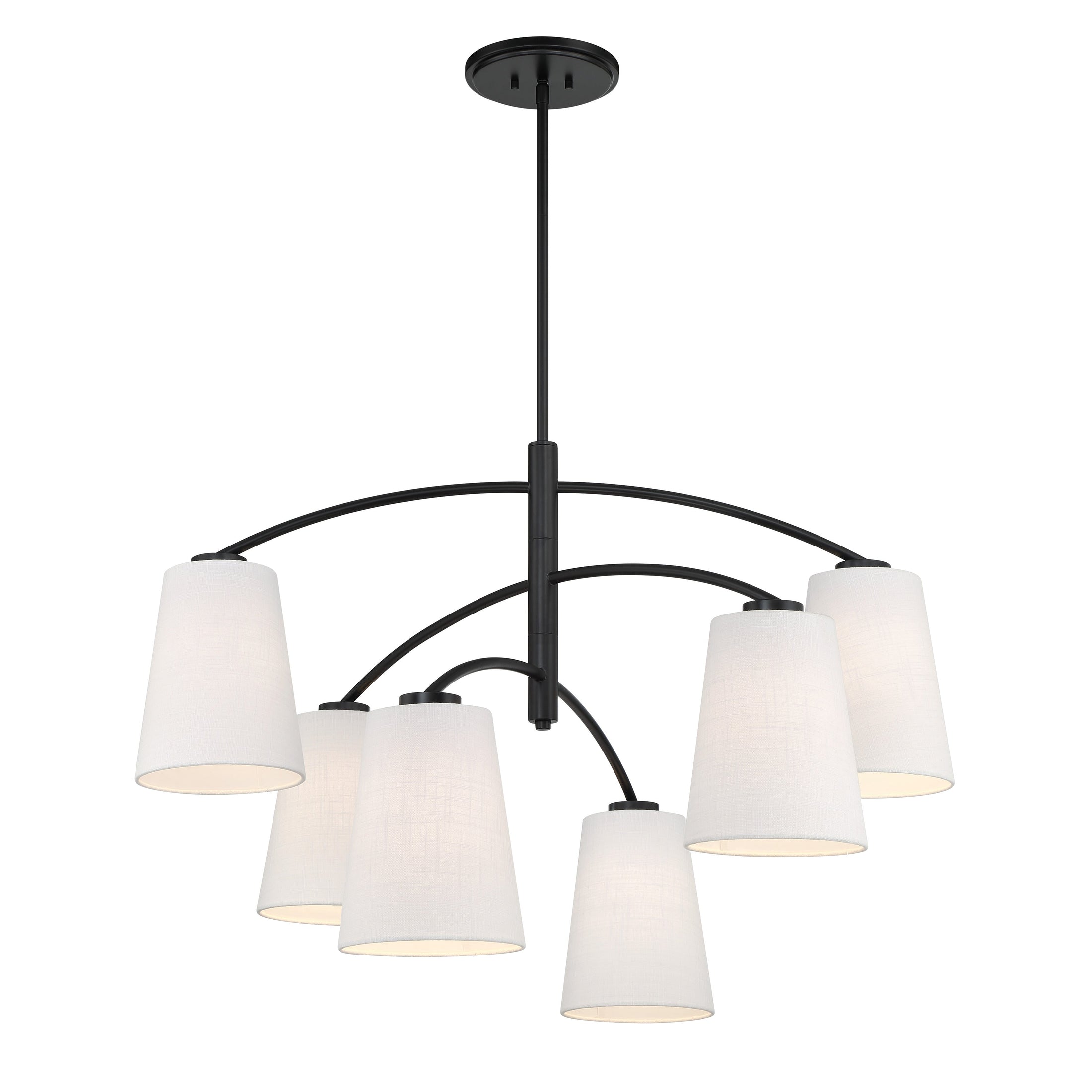 Headington 6 Light Chandelier in Coal Black finish with White Linen Shade - Minka-Lavery