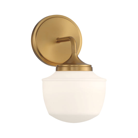 Cornwell 1 Light Bath Vanity in Aged Brass, Reversible, with Etched Opal Glass - Minka-Lavery