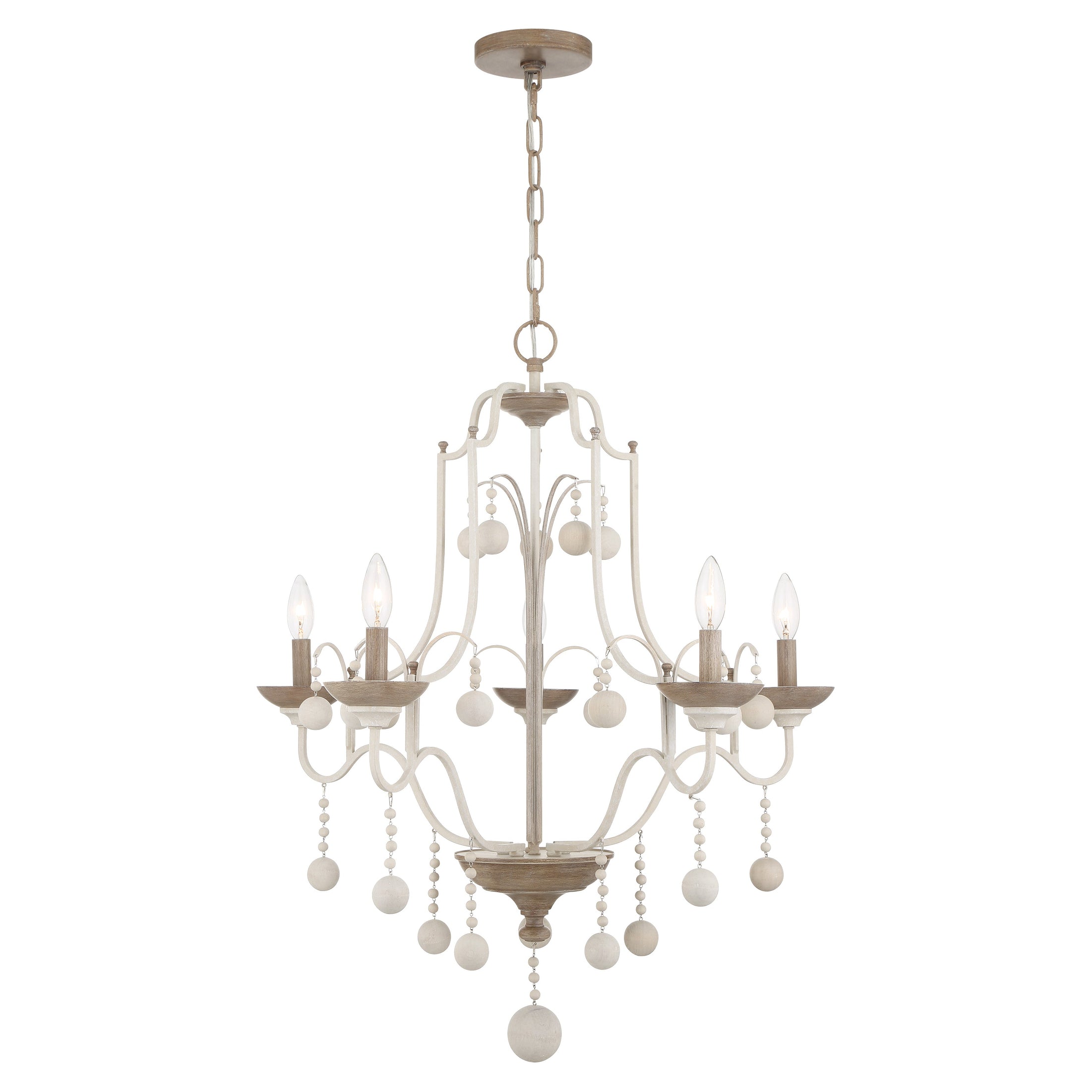 Colonial Charm 5 Light Chandelier in White Wash and Sun Dried Clay finish - Minka-Lavery