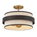 Harbor Wrap 3-Light Semi Flush - Dark Bronze and Painted Legacy Brass with Tan Cotton Thread - Minka-Lavery