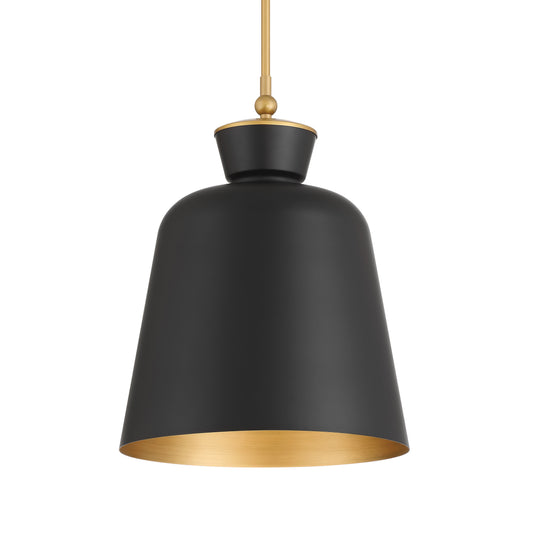 Holloway 1-Light Pendant - Dark Matte Black and Legacy Brass - Minka-Lavery