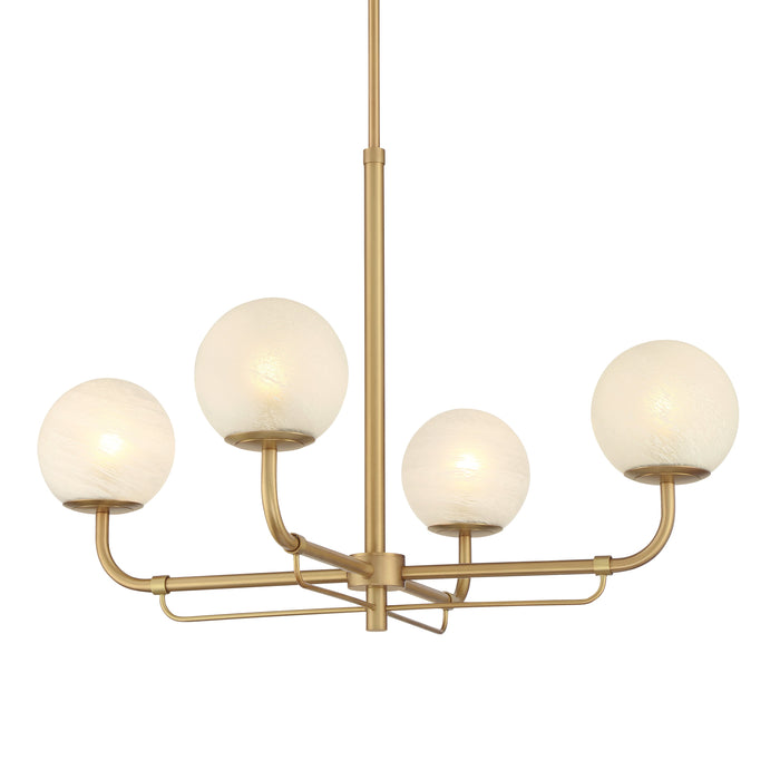 Whitehall 4-Light Chandelier - Legacy Brass with Etched Alabaster Glass - Minka-Lavery