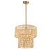Bungalow Heaven 4 Light Pendant in Soft Brass Finish with a Papyrus Rope Shade - Minka-Lavery