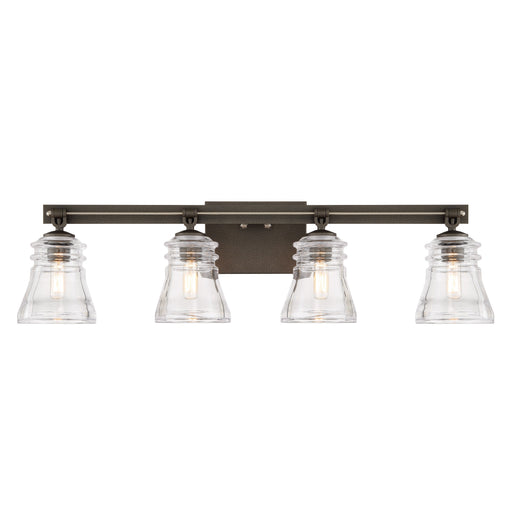 Graham Avenue Graham Avenue - 4 Light Bath Smoked Iron and Brushed Nickel with Clear Pressed Glass - Minka-Lavery