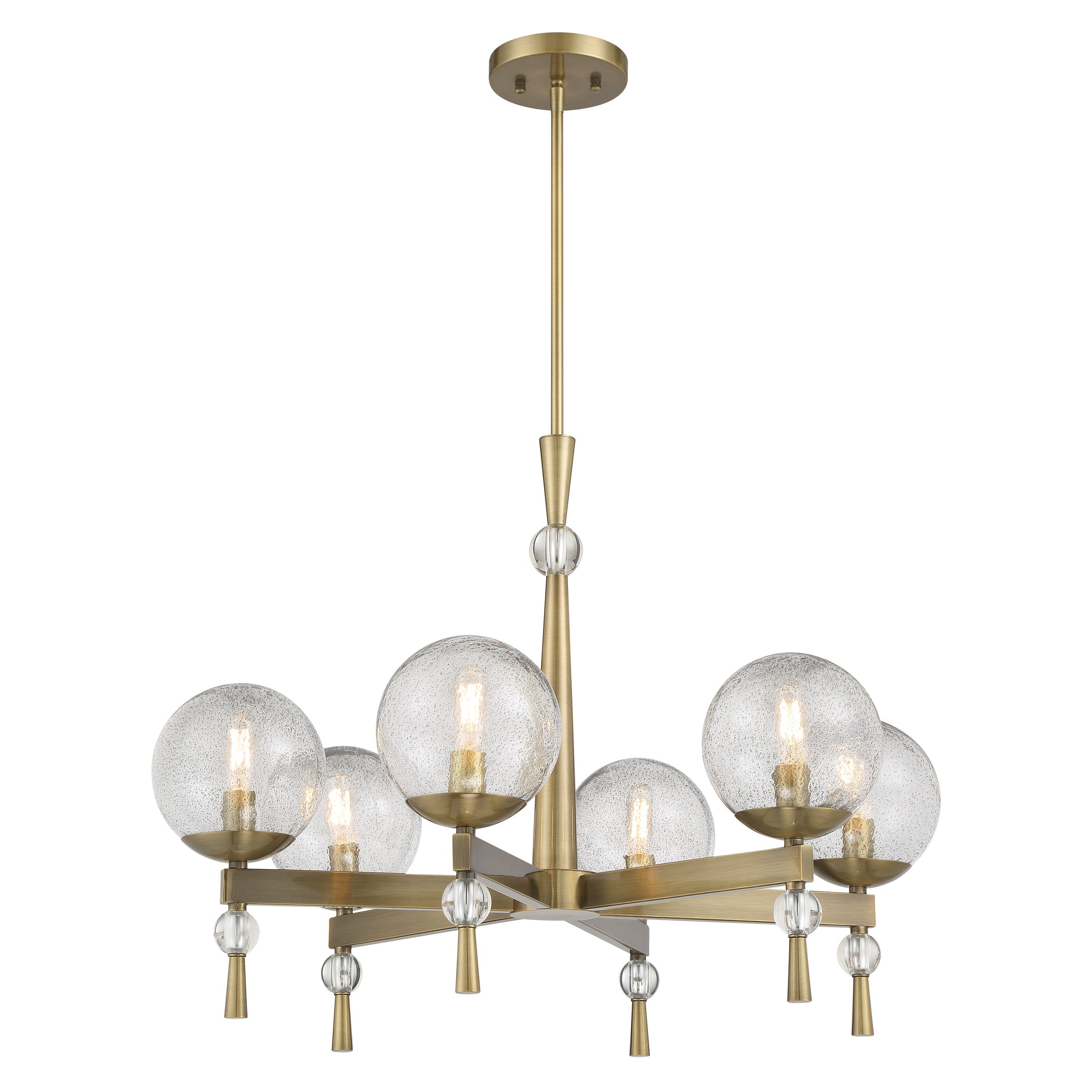 POPULUXE 6 Light Chandelier in Oxidized Aged Brass Finish with Clear Volcanic Glass - Minka-Lavery