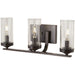 Elyton 3 Light Bath in Downtown Bronze Finish with Gold Highlights with Clear Seeded Glass - Minka-Lavery