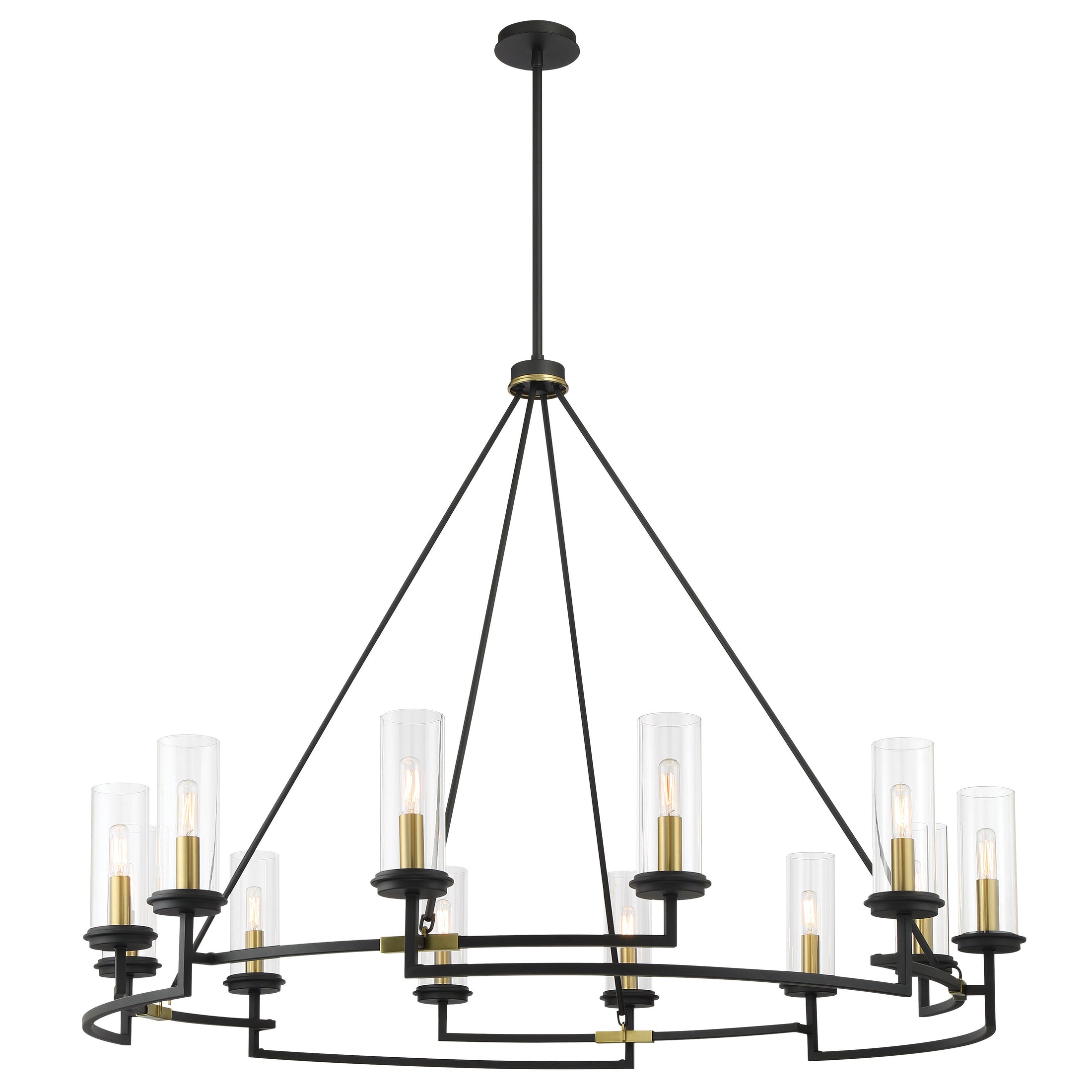 Hillstone 12 Light Chandelier in Sand Coal and Soft Brass Finish with Clear Glass - Minka-Lavery