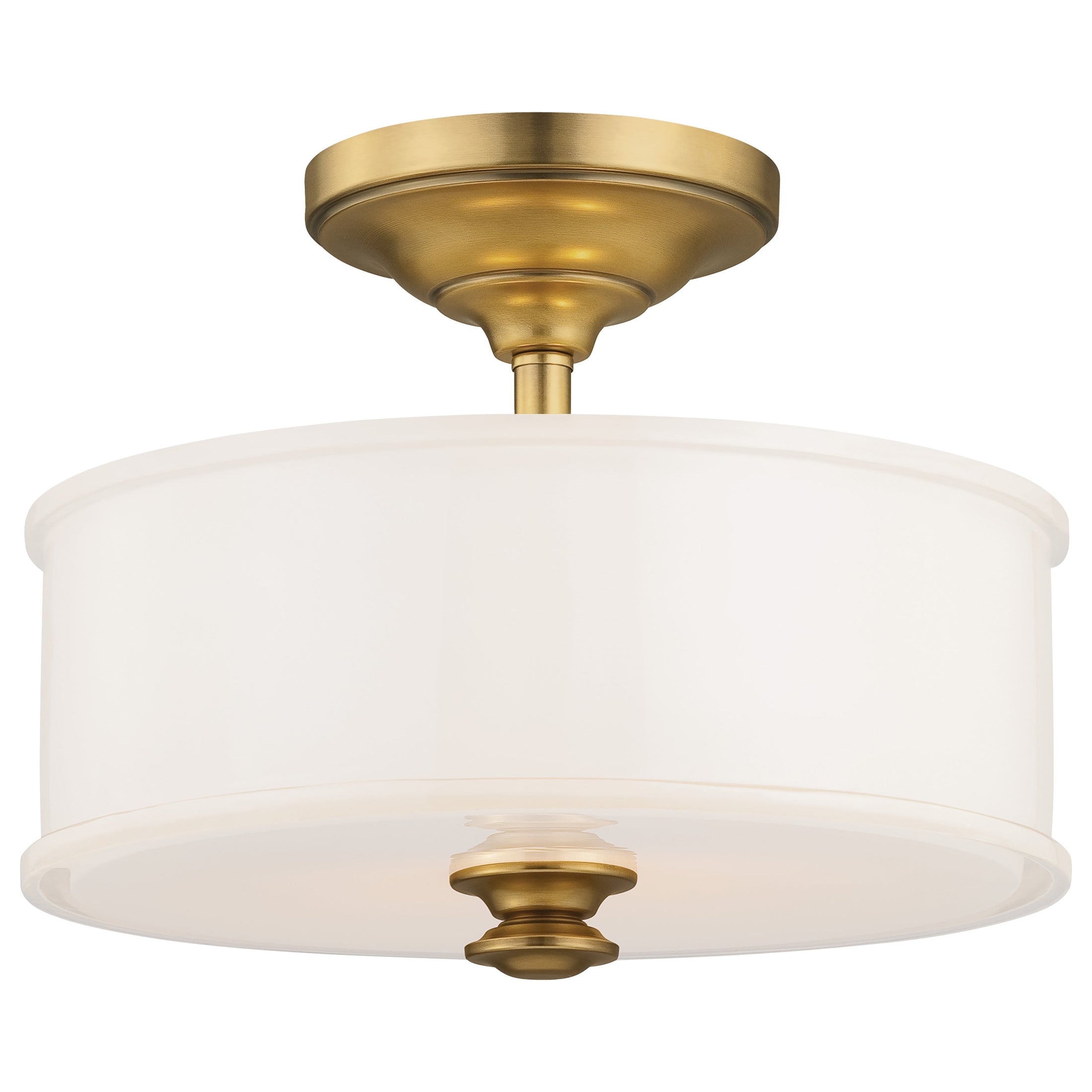 Harbour Point 2 Light Semi Flush in Liberty Gold Finish with Etched White Glass - Minka-Lavery