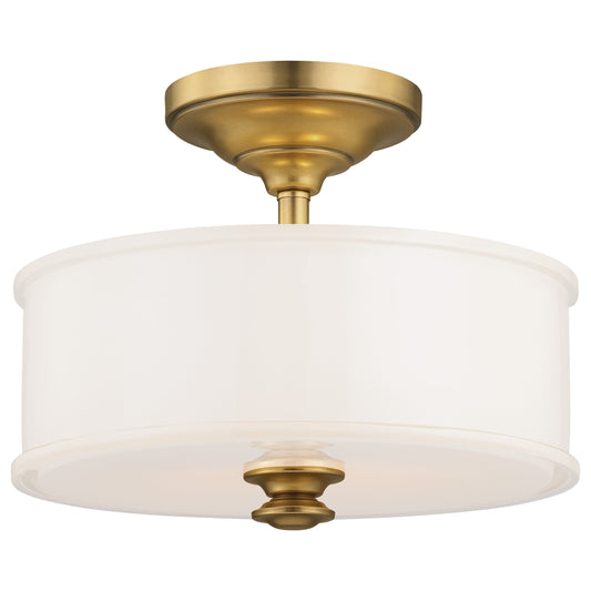 Harbour Point 2 Light Semi Flush in Liberty Gold Finish with Etched White Glass - Minka-Lavery