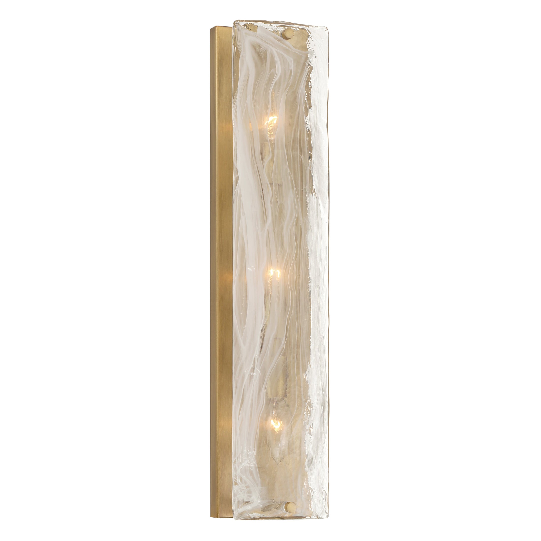 Veil 3-Light Vanity - Legacy Brass with White Swirl Glass - Minka-Lavery