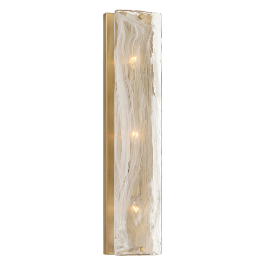 Veil 3-Light Vanity - Legacy Brass with White Swirl Glass - Minka-Lavery