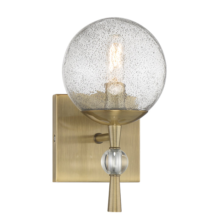 POPULUXE 1 Light Bath Lamp in Oxidized Aged Brass Finish with Clear Volcanic Glass - Minka-Lavery
