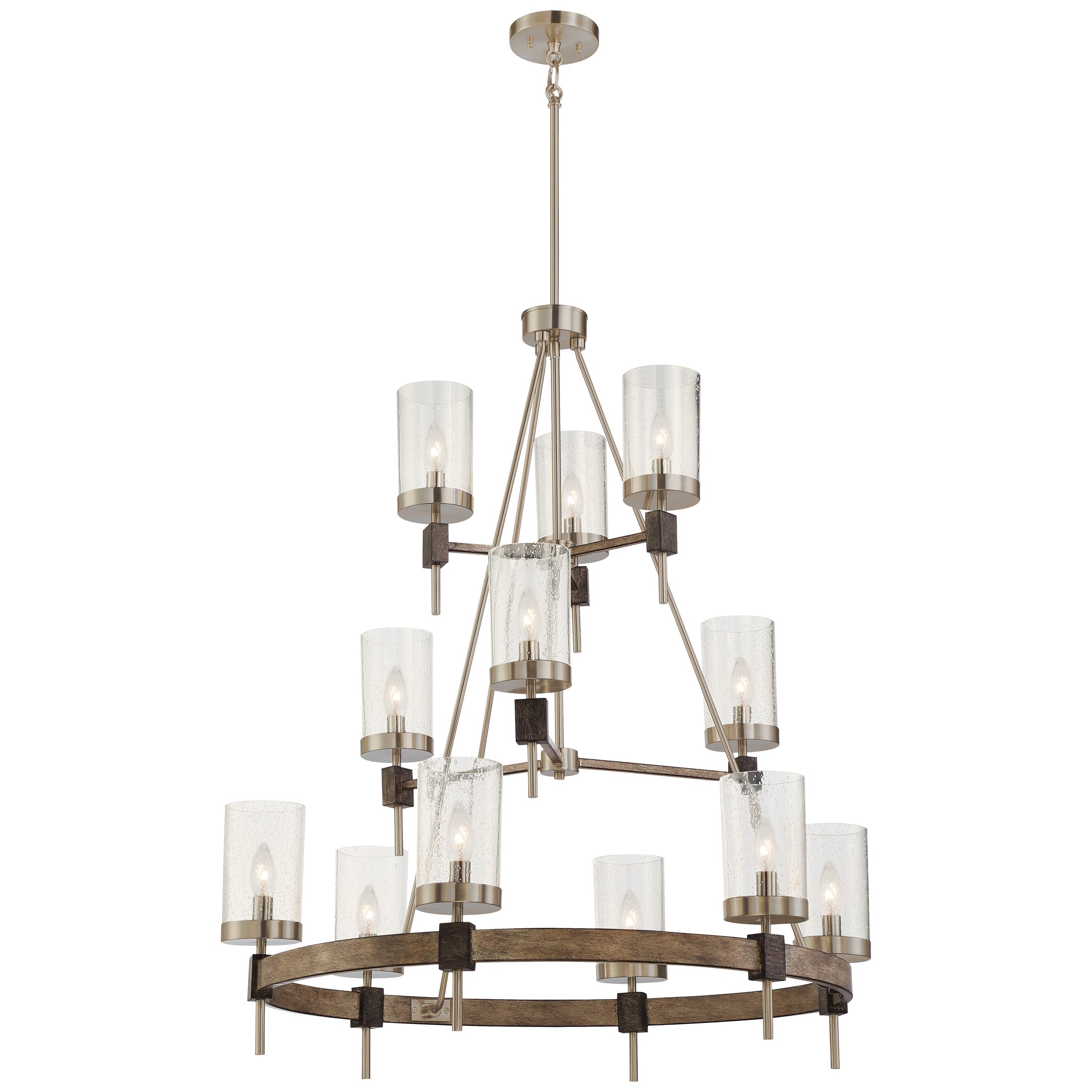 Bridlewood 12 Light Chandelier in Stone Grey with Brushed Nickel Finish with Clear Seeded Glass - Minka-Lavery